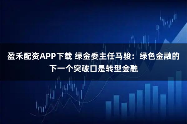 盈禾配资APP下载 绿金委主任马骏：绿色金融的下一个突破口是转型金融