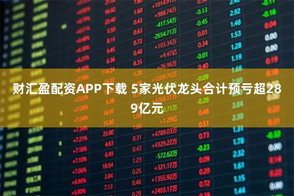 财汇盈配资APP下载 5家光伏龙头合计预亏超289亿元